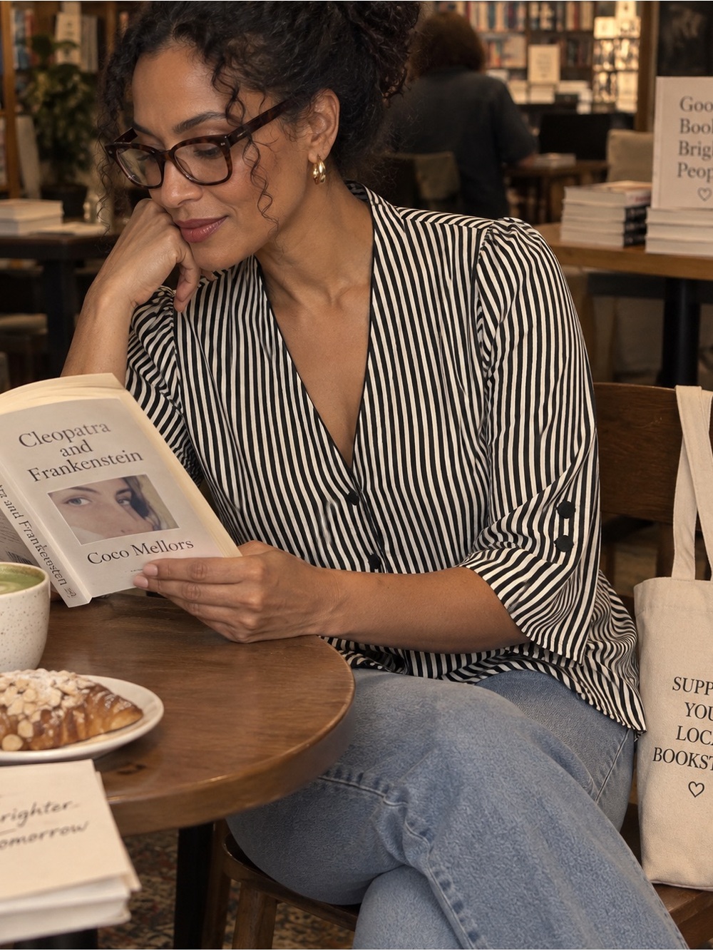 Frame 100% Silk Black & White Striped Button-Down Blouse (with subtle hearts)